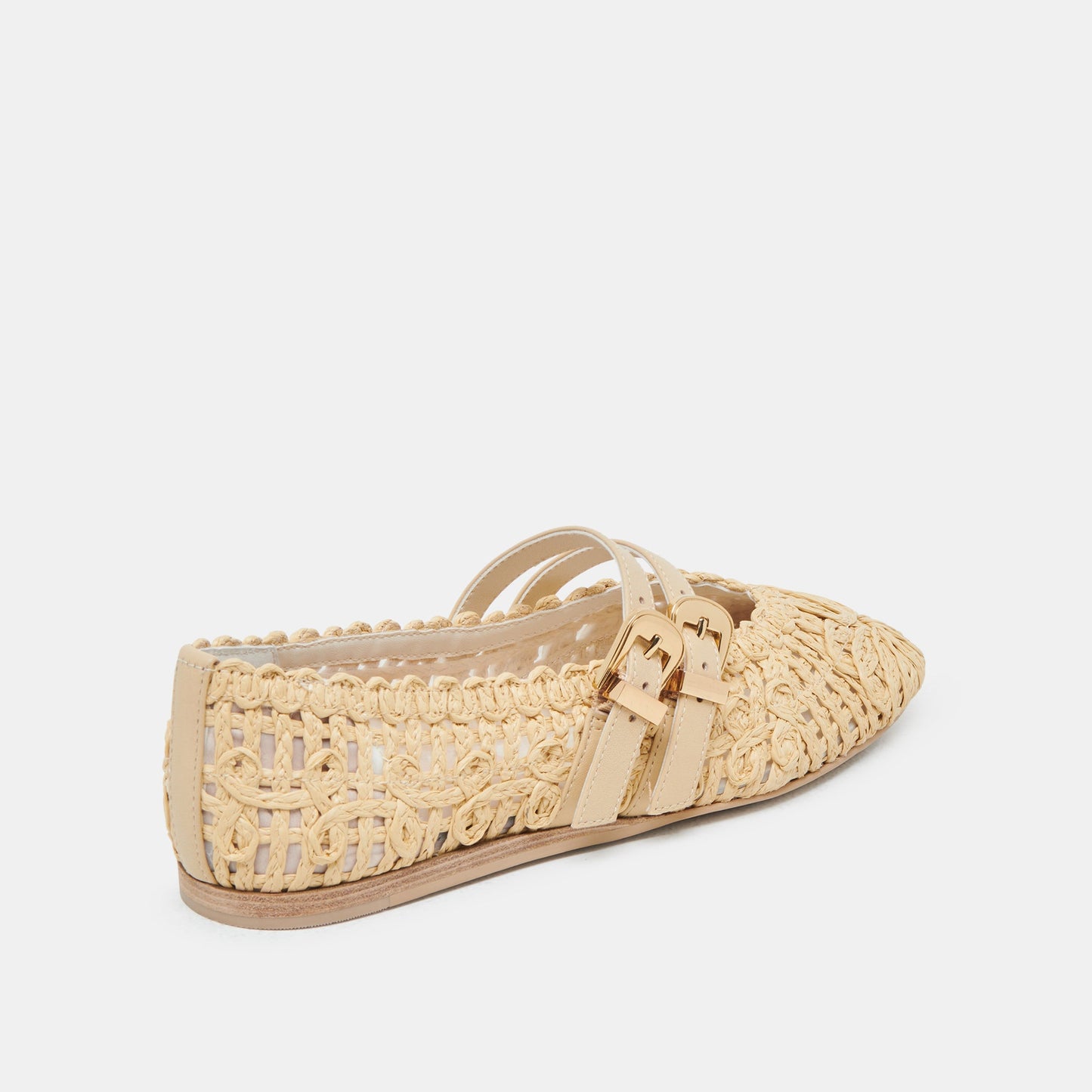 BAYLEE SUNFLOWER WIDE BALLET FLATS LT NATURAL MACRAME - Dolce Vita