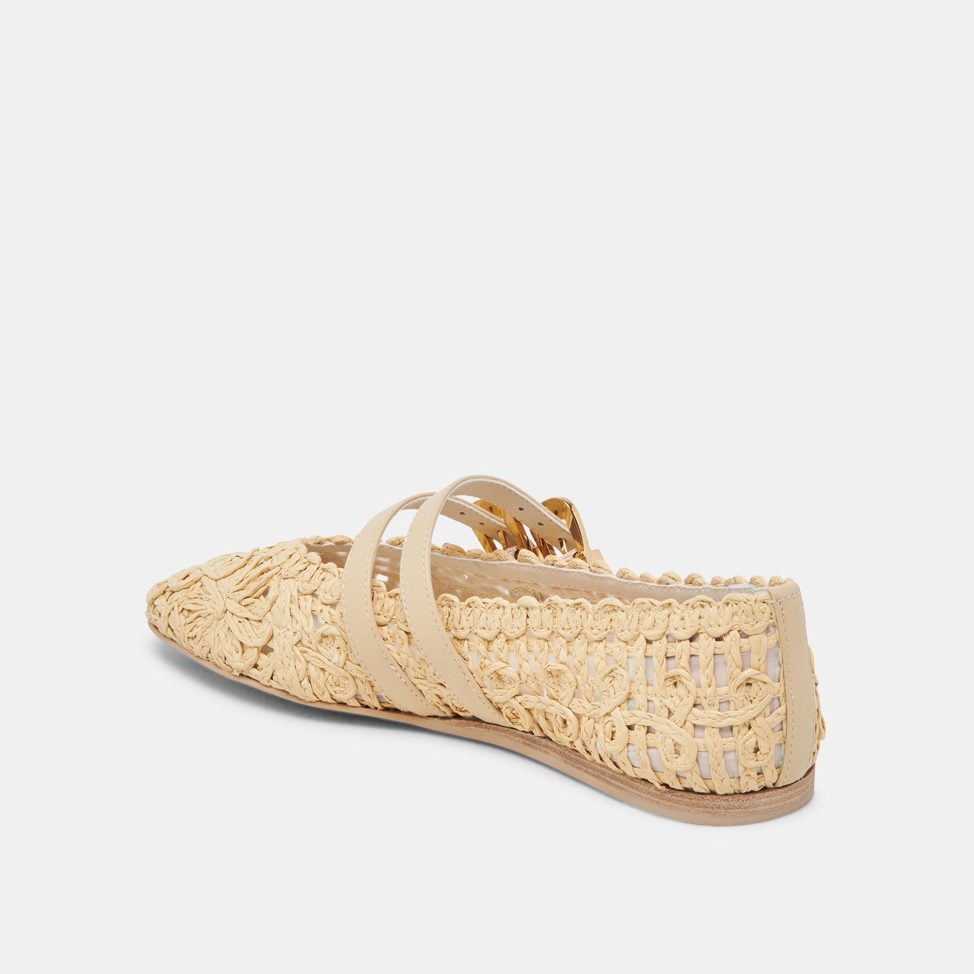 BAYLEE SUNFLOWER WIDE BALLET FLATS LT NATURAL MACRAME - Dolce Vita