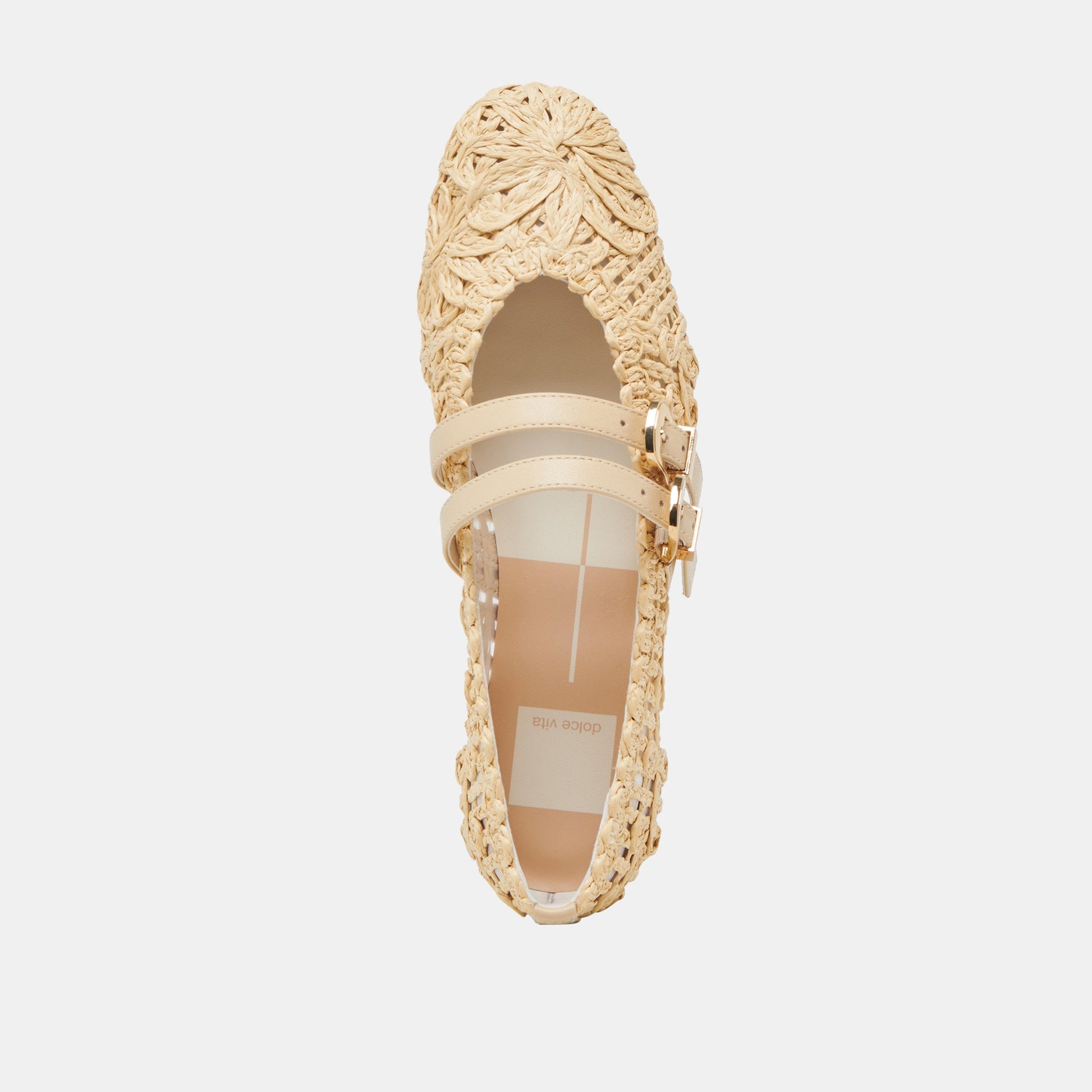 BAYLEE SUNFLOWER WIDE BALLET FLATS LT NATURAL MACRAME - Dolce Vita