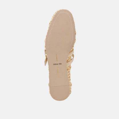 BAYLEE SUNFLOWER WIDE BALLET FLATS LT NATURAL MACRAME - Dolce Vita