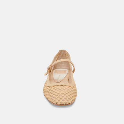 Reyes Lt Natural Woven Raffia Ballet Flats - Dolce Vita