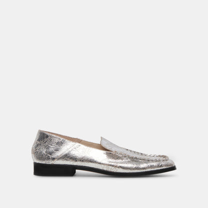 Beny Flats Silver Distressed Leather - Dolce Vita