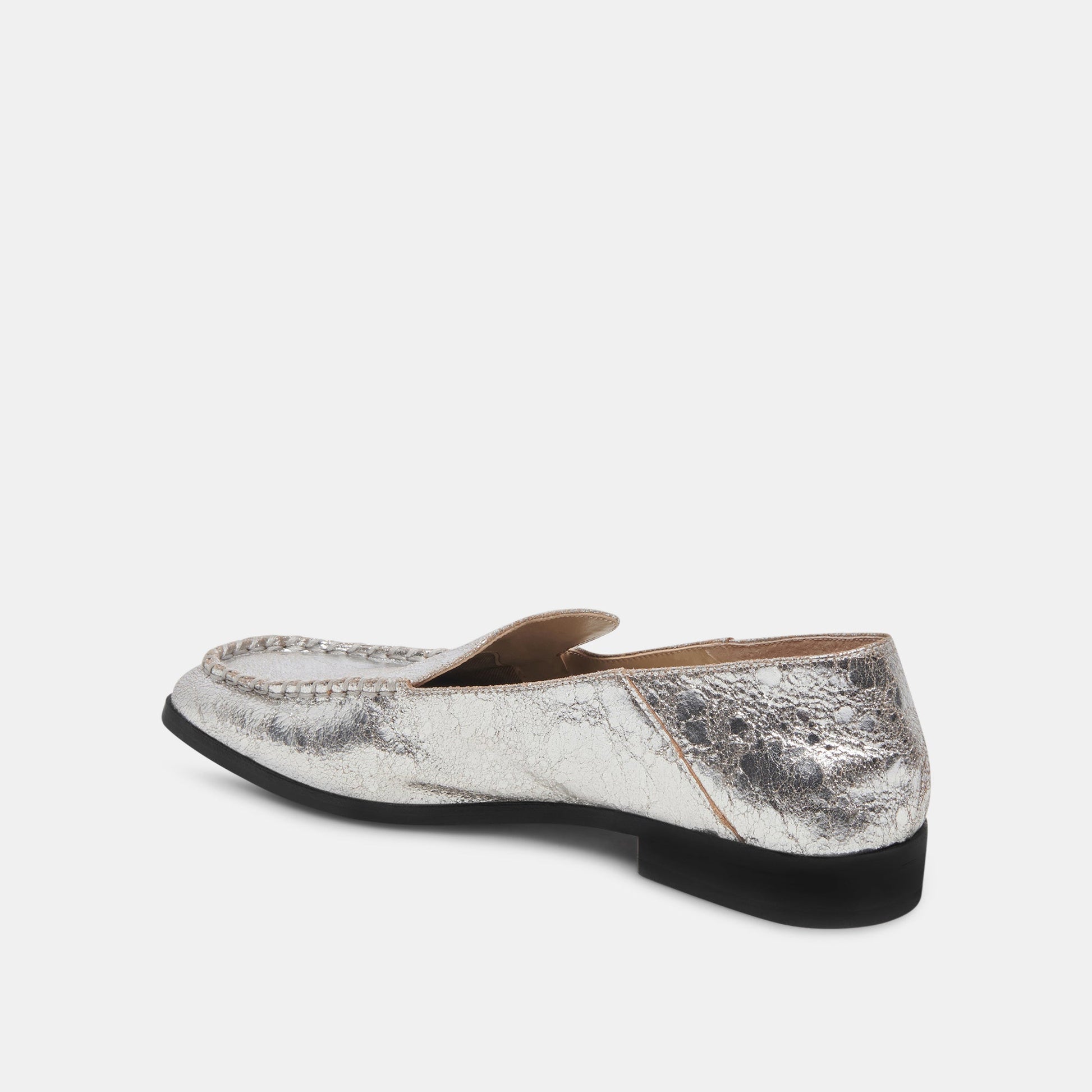 Beny Flats Silver Distressed Leather - Dolce Vita
