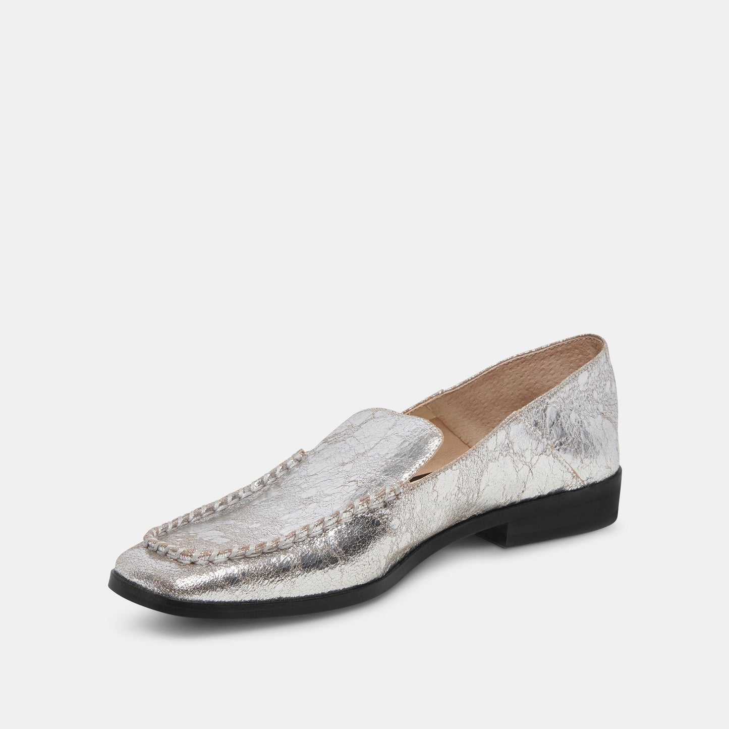 Beny Flats Silver Distressed Leather - Dolce Vita