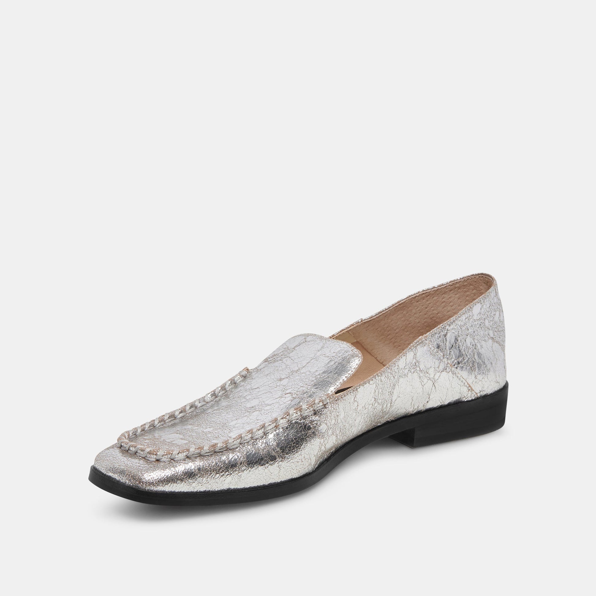 Beny Flats Silver Distressed Leather - Dolce Vita