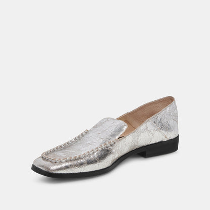 Beny Flats Silver Distressed Leather - Dolce Vita