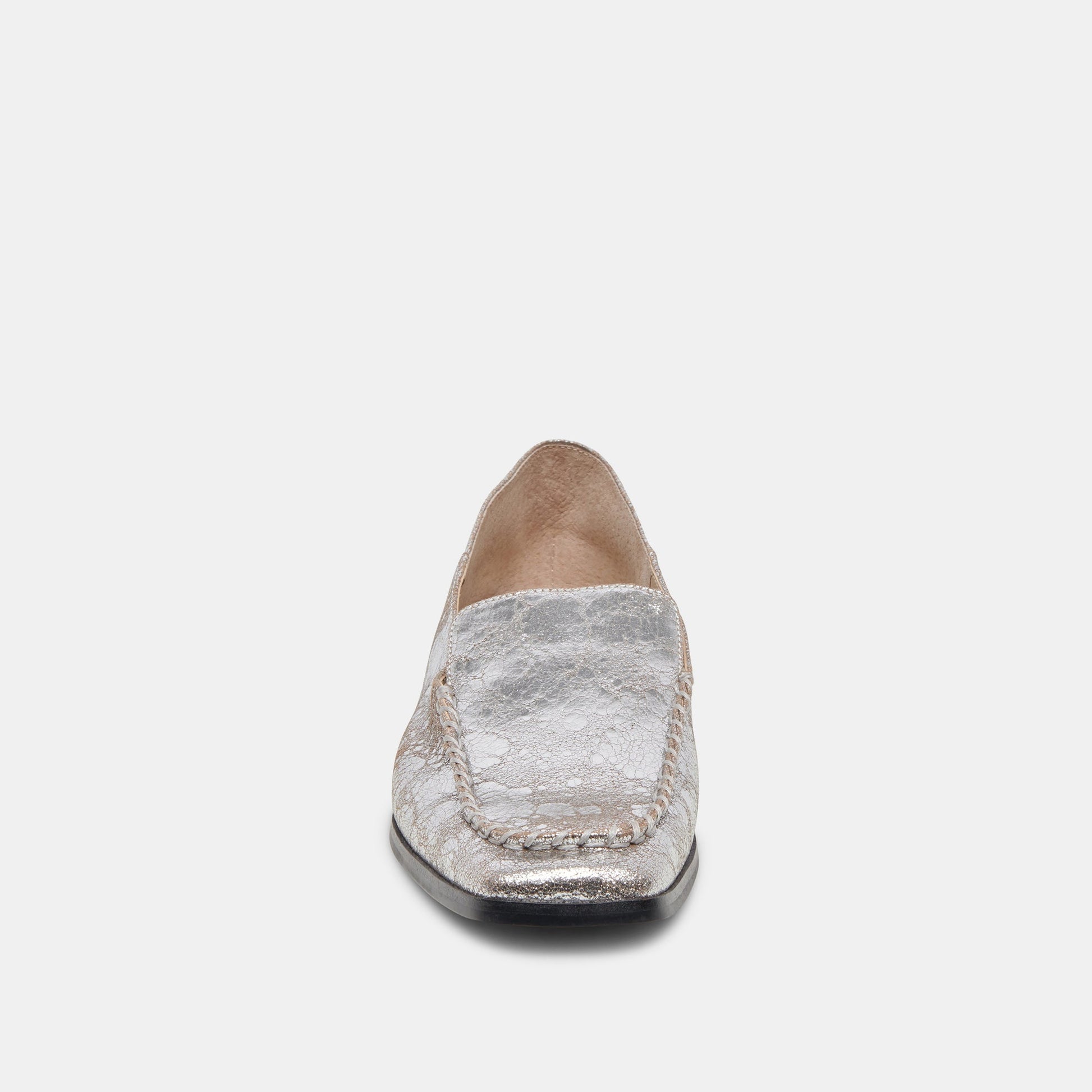 Beny Flats Silver Distressed Leather - Dolce Vita