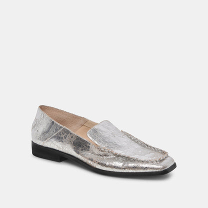Beny Flats Silver Distressed Leather - Dolce Vita