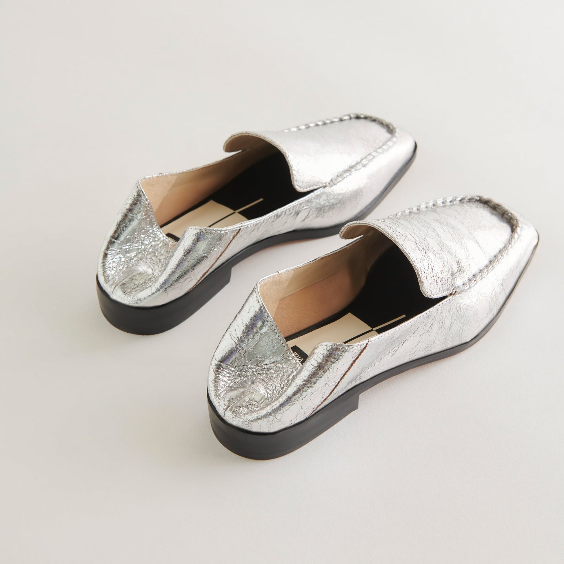 Beny Flats Silver Distressed Leather - Dolce Vita