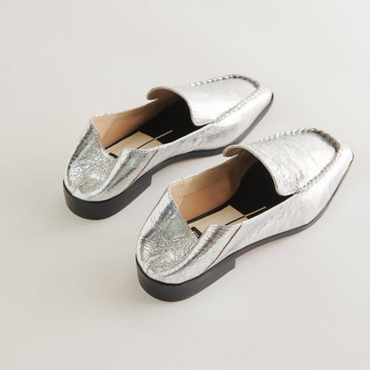 Beny Flats Silver Distressed Leather - Dolce Vita