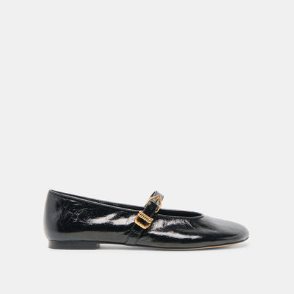 Alizza Midnight Crinkle Patent Ballet Flats - Dolce Vita