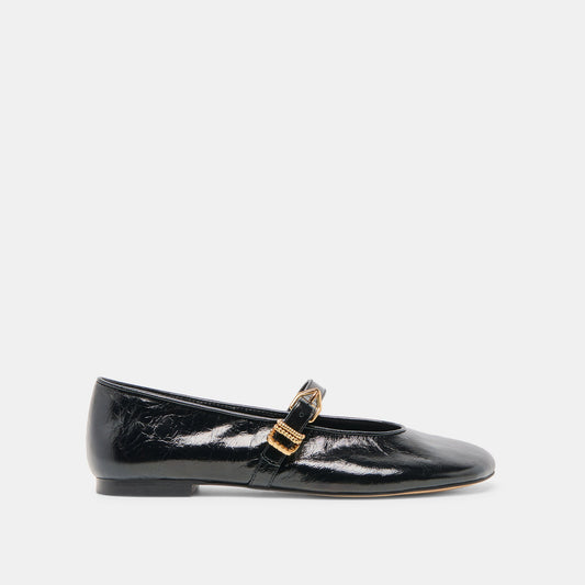 Alizza Midnight Crinkle Patent Ballet Flats - Dolce Vita