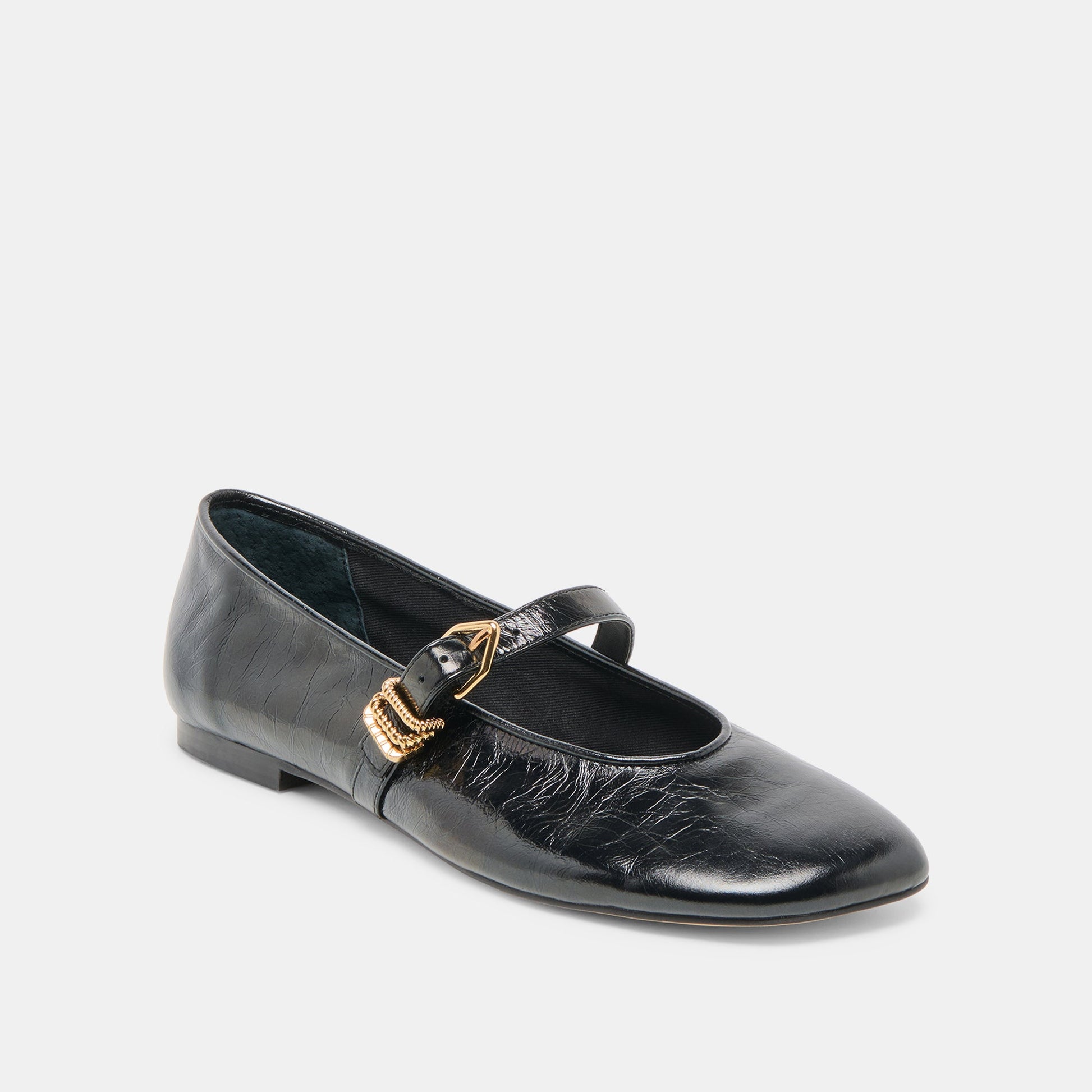 Alizza Midnight Crinkle Patent Ballet Flats - Dolce Vita