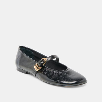 Alizza Midnight Crinkle Patent Ballet Flats - Dolce Vita