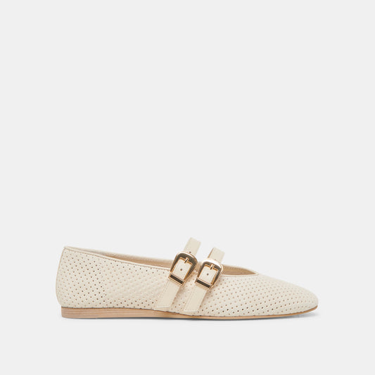 BAYLEE BALLET FLATS BONE PERFORATED SUEDE - Dolce Vita