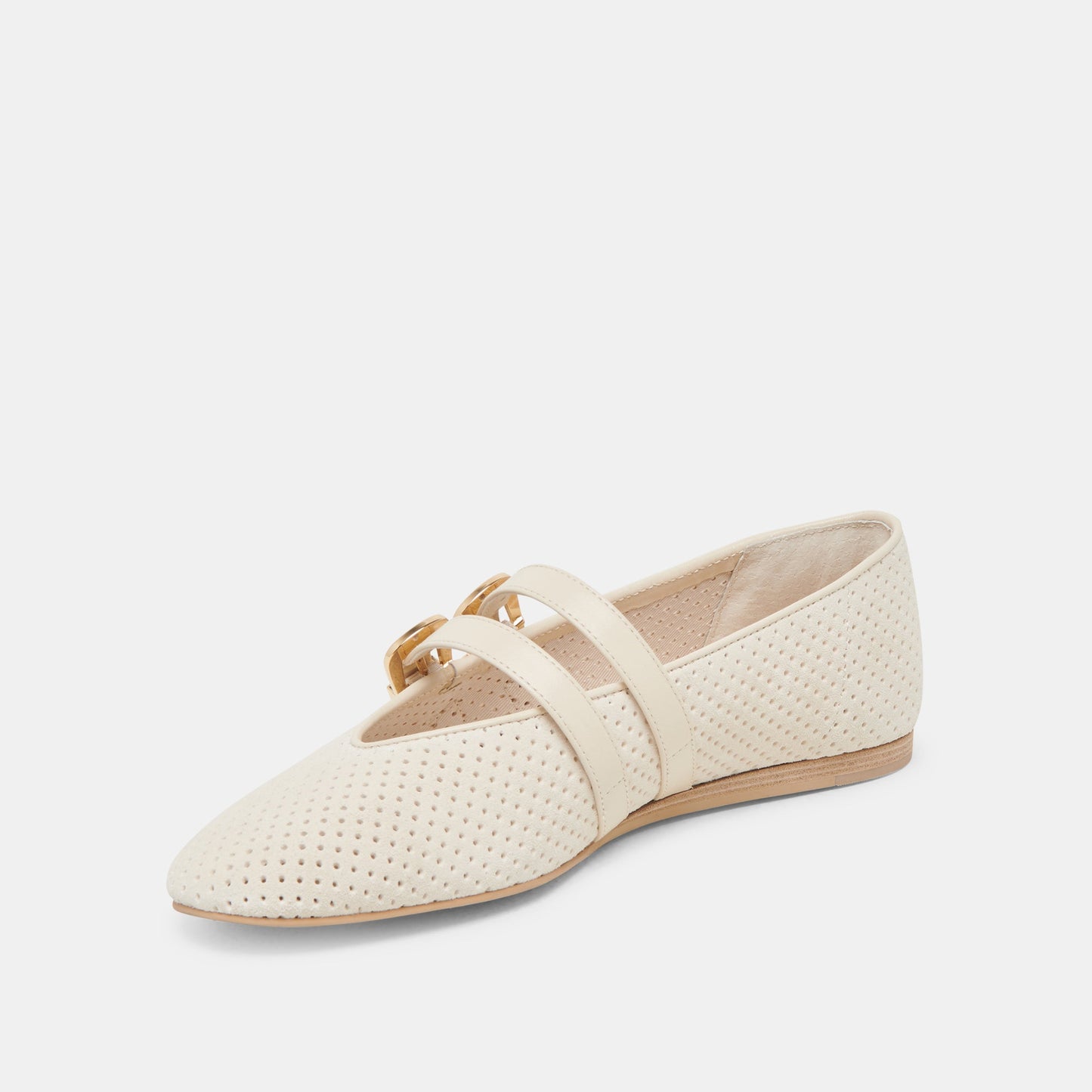 BAYLEE BALLET FLATS BONE PERFORATED SUEDE - Dolce Vita
