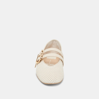BAYLEE BALLET FLATS BONE PERFORATED SUEDE - Dolce Vita