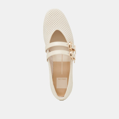 BAYLEE BALLET FLATS BONE PERFORATED SUEDE - Dolce Vita