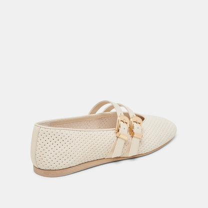 BAYLEE BALLET FLATS BONE PERFORATED SUEDE - Dolce Vita