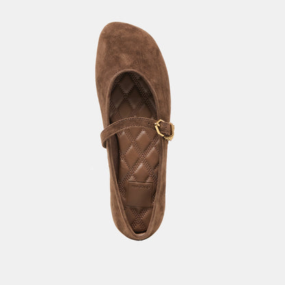 Alizza Dk Brown Suede Ballet Flats - Dolce Vita