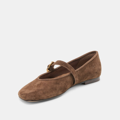 Alizza Dk Brown Suede Ballet Flats - Dolce Vita