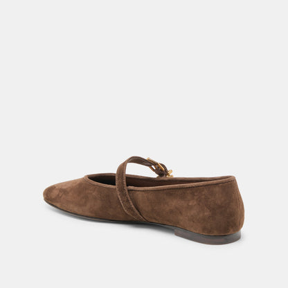 Alizza Dk Brown Suede Ballet Flats - Dolce Vita