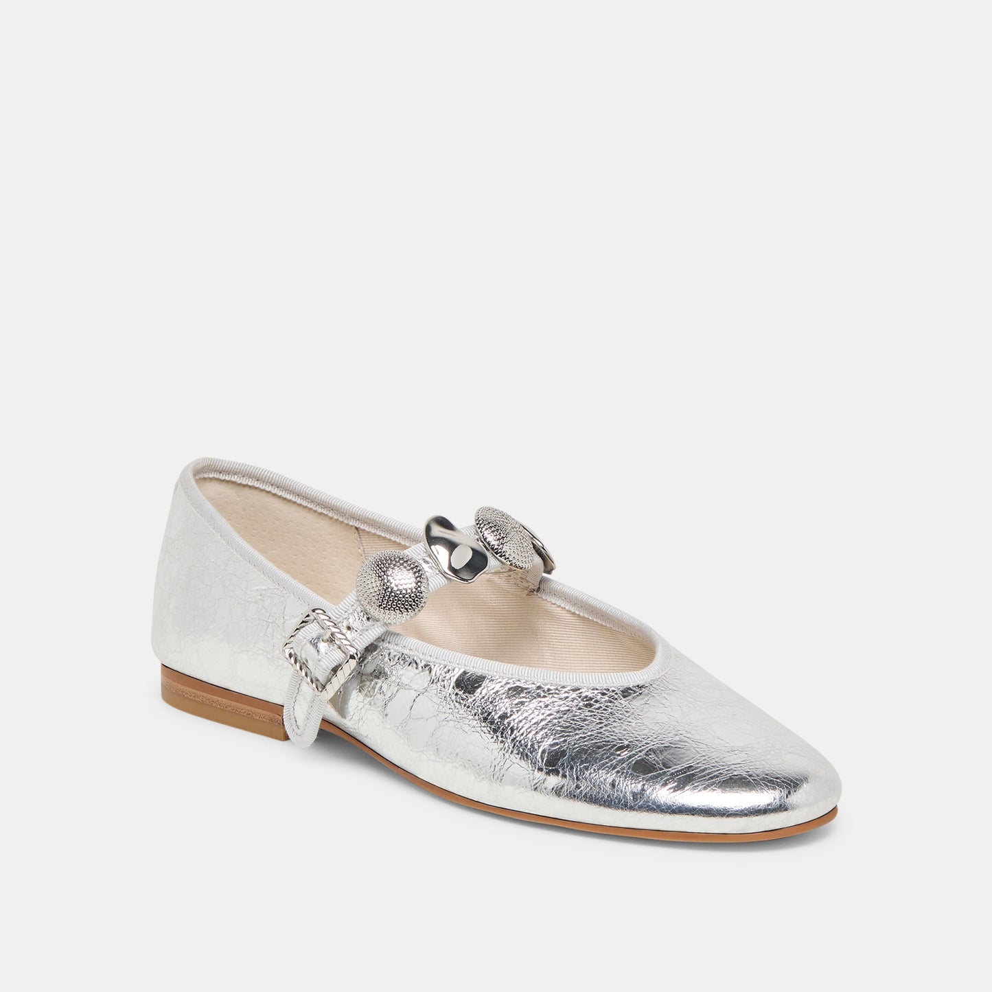Relan Silver Distressed Leather Ballet Flats - Dolce Vita