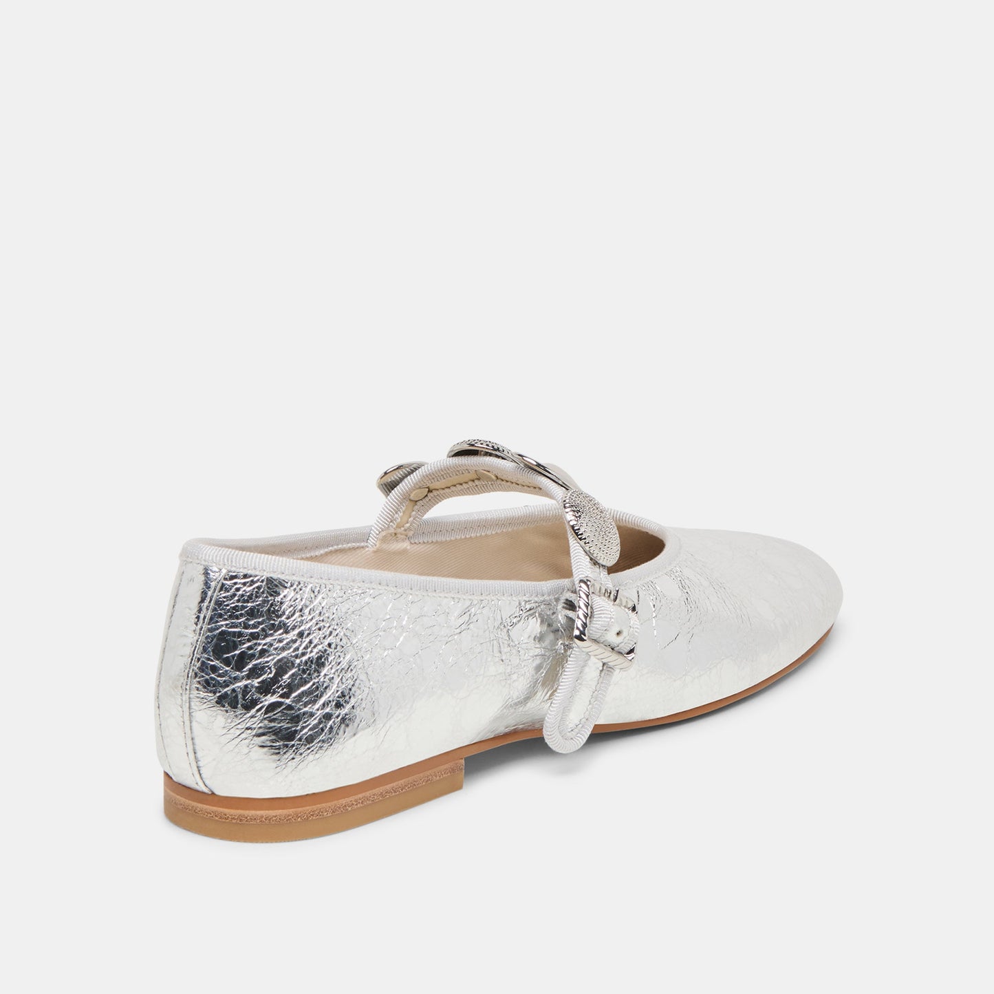 Relan Silver Distressed Leather Ballet Flats - Dolce Vita