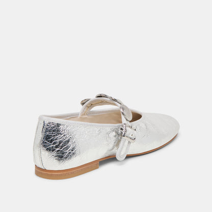 Relan Silver Distressed Leather Ballet Flats - Dolce Vita