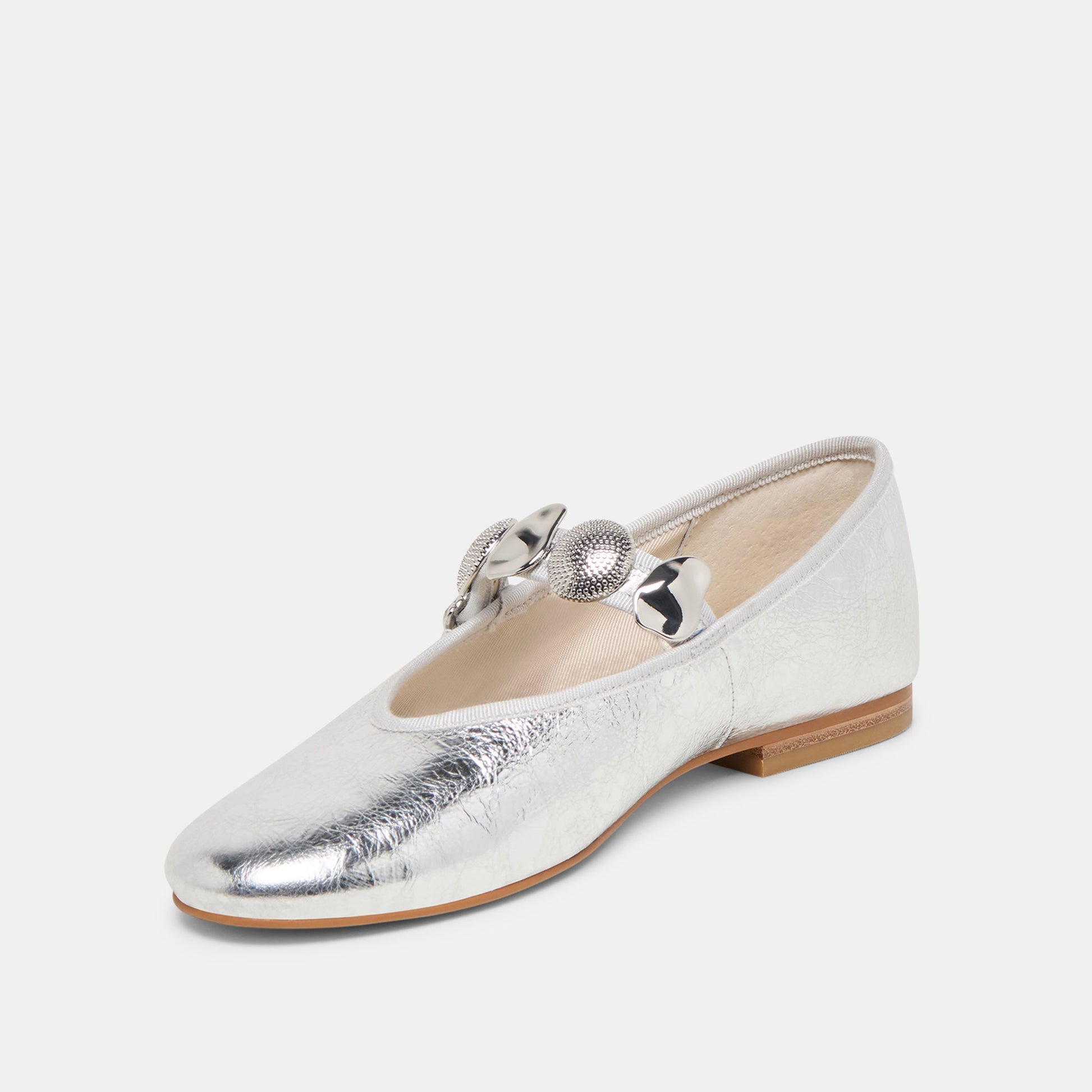 Relan Silver Distressed Leather Ballet Flats - Dolce Vita
