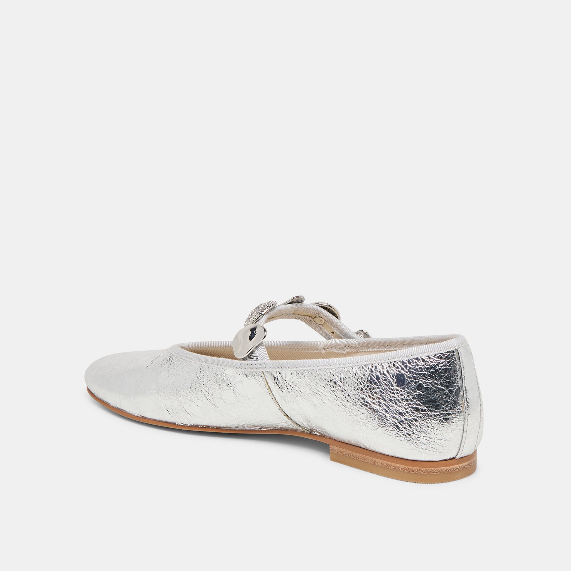 Relan Silver Distressed Leather Ballet Flats - Dolce Vita
