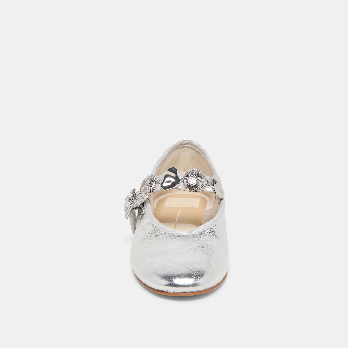 Relan Silver Distressed Leather Ballet Flats - Dolce Vita