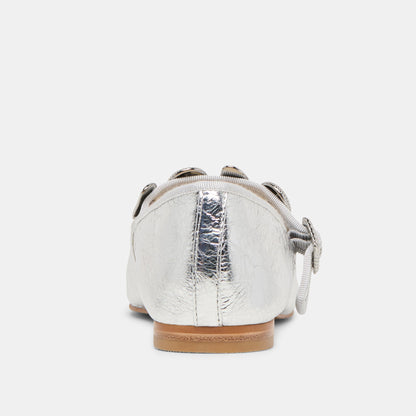 Relan Silver Distressed Leather Ballet Flats - Dolce Vita