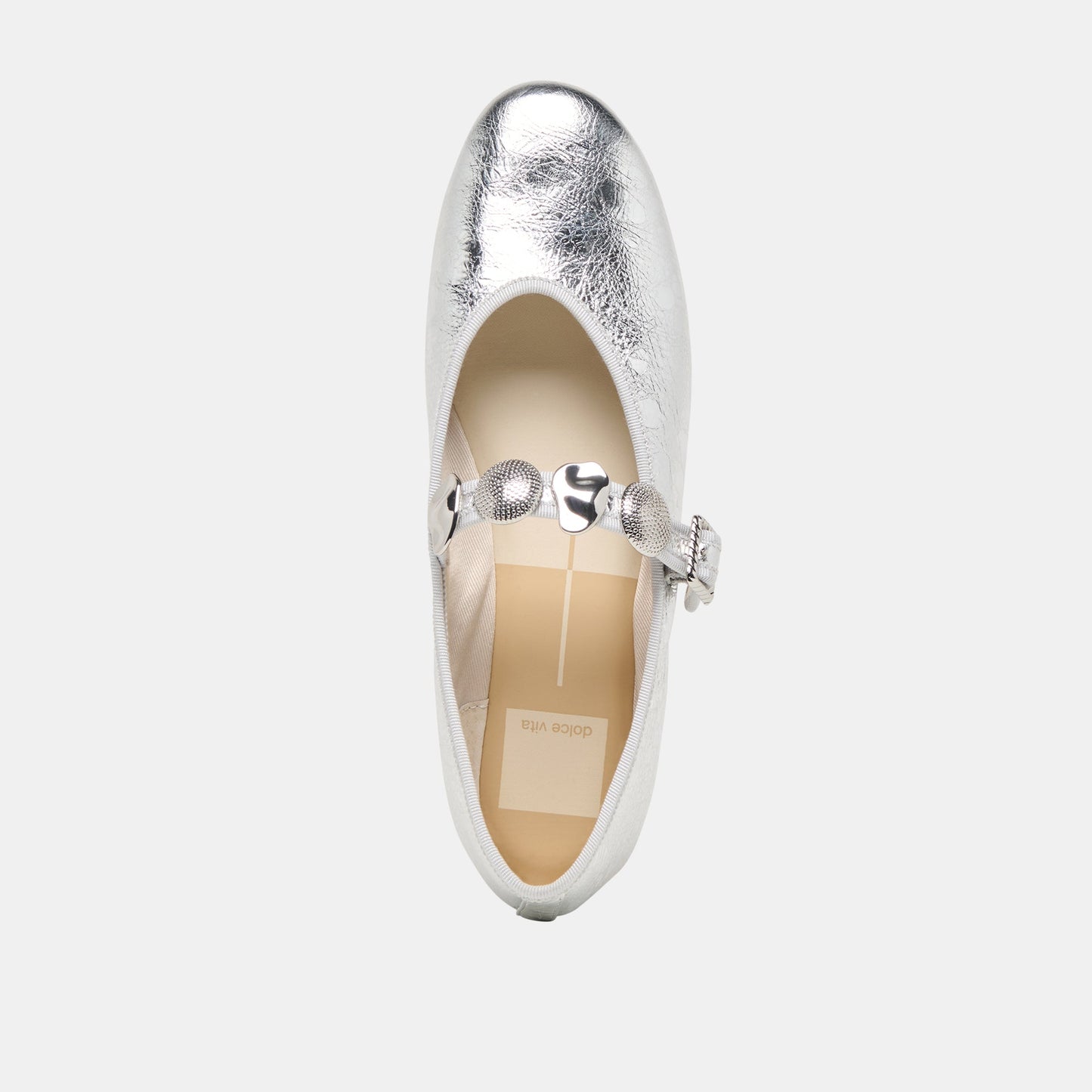 Relan Silver Distressed Leather Ballet Flats - Dolce Vita