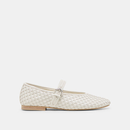 Roslyn True White Woven Leather Ballet Flats - Dolce Vita