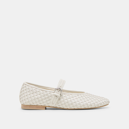 Roslyn True White Woven Leather Ballet Flats - Dolce Vita