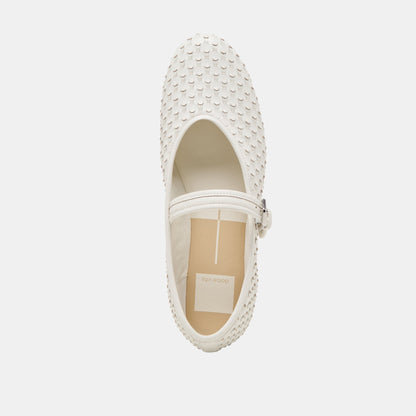 Roslyn True White Woven Leather Ballet Flats - Dolce Vita