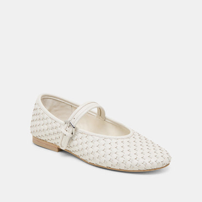 Roslyn True White Woven Leather Ballet Flats - Dolce Vita