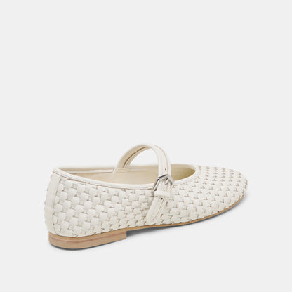 Roslyn True White Woven Leather Ballet Flats - Dolce Vita