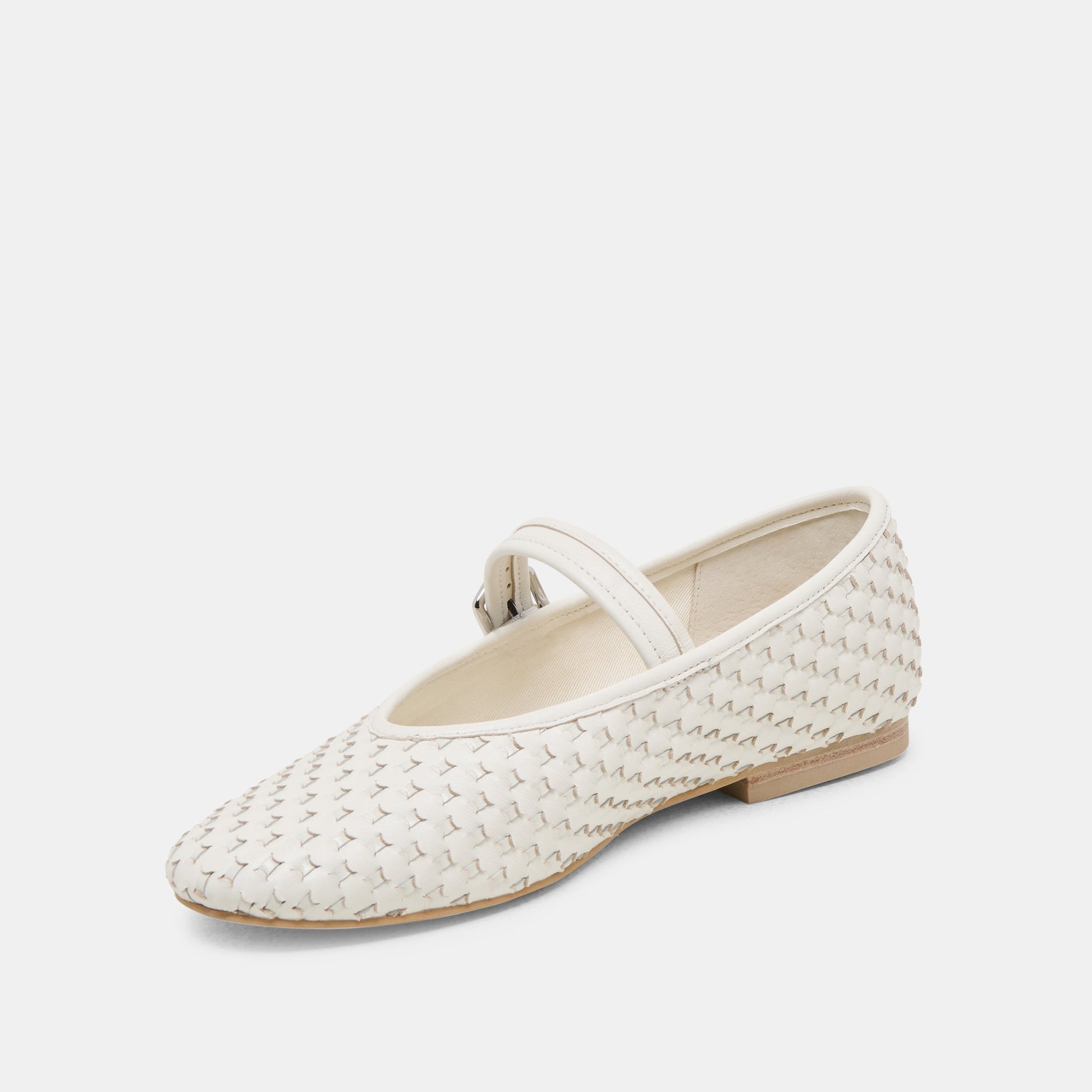 Roslyn True White Woven Leather Ballet Flats - Dolce Vita