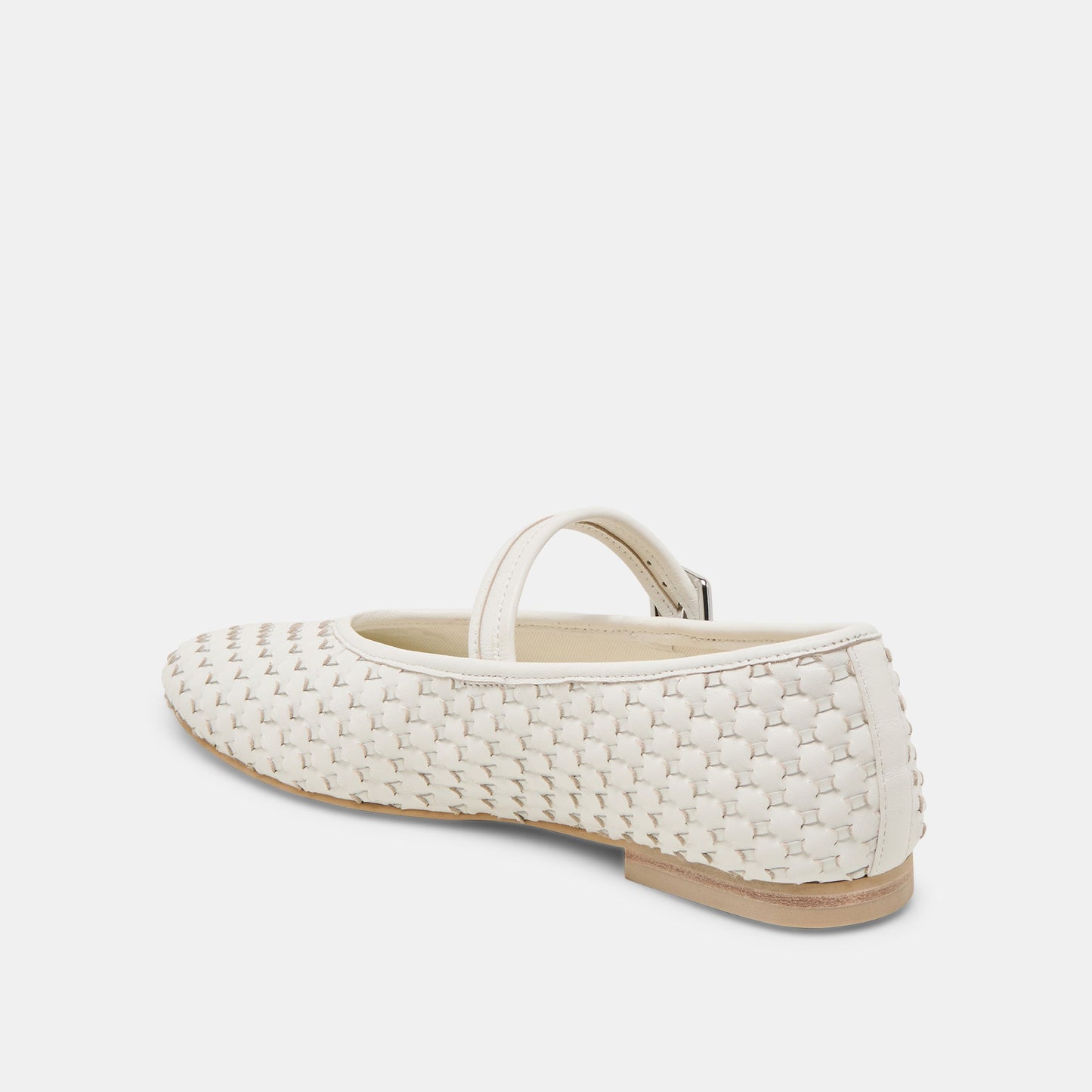 Roslyn True White Woven Leather Ballet Flats - Dolce Vita