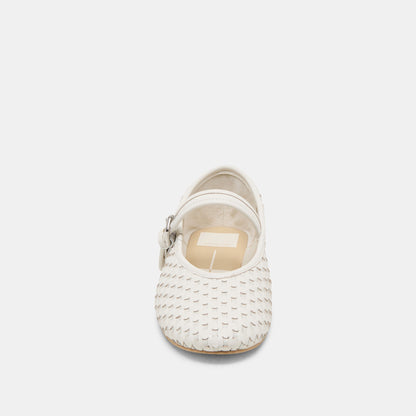 Roslyn True White Woven Leather Ballet Flats - Dolce Vita