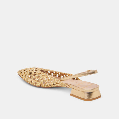 CYNDI FLATS GOLD WOVEN - Dolce Vita