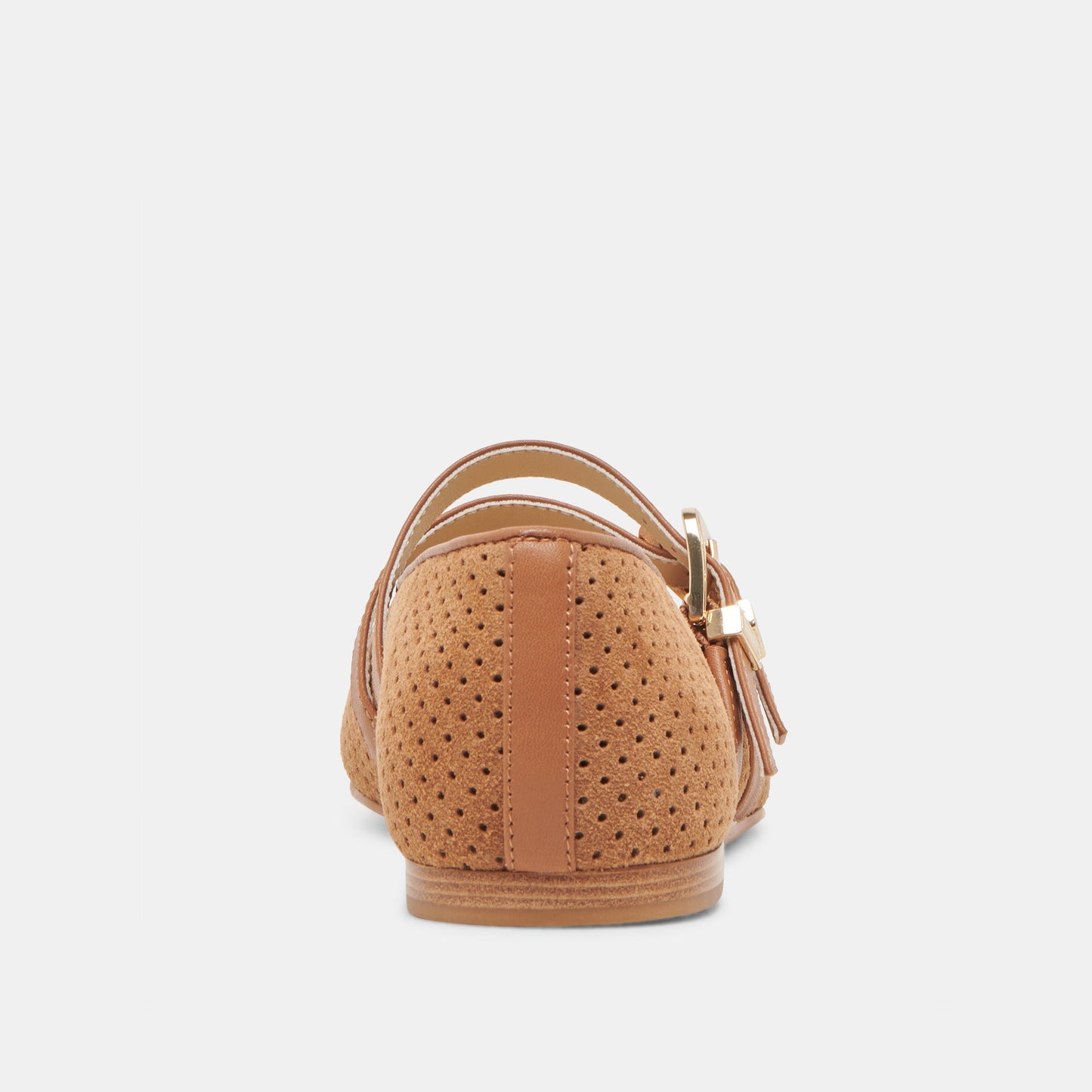 Baylee Wide Pecan Perforated Suede Ballet Flats - Dolce Vita