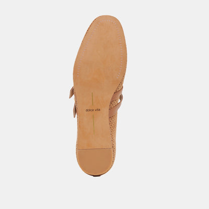Baylee Wide Pecan Perforated Suede Ballet Flats - Dolce Vita