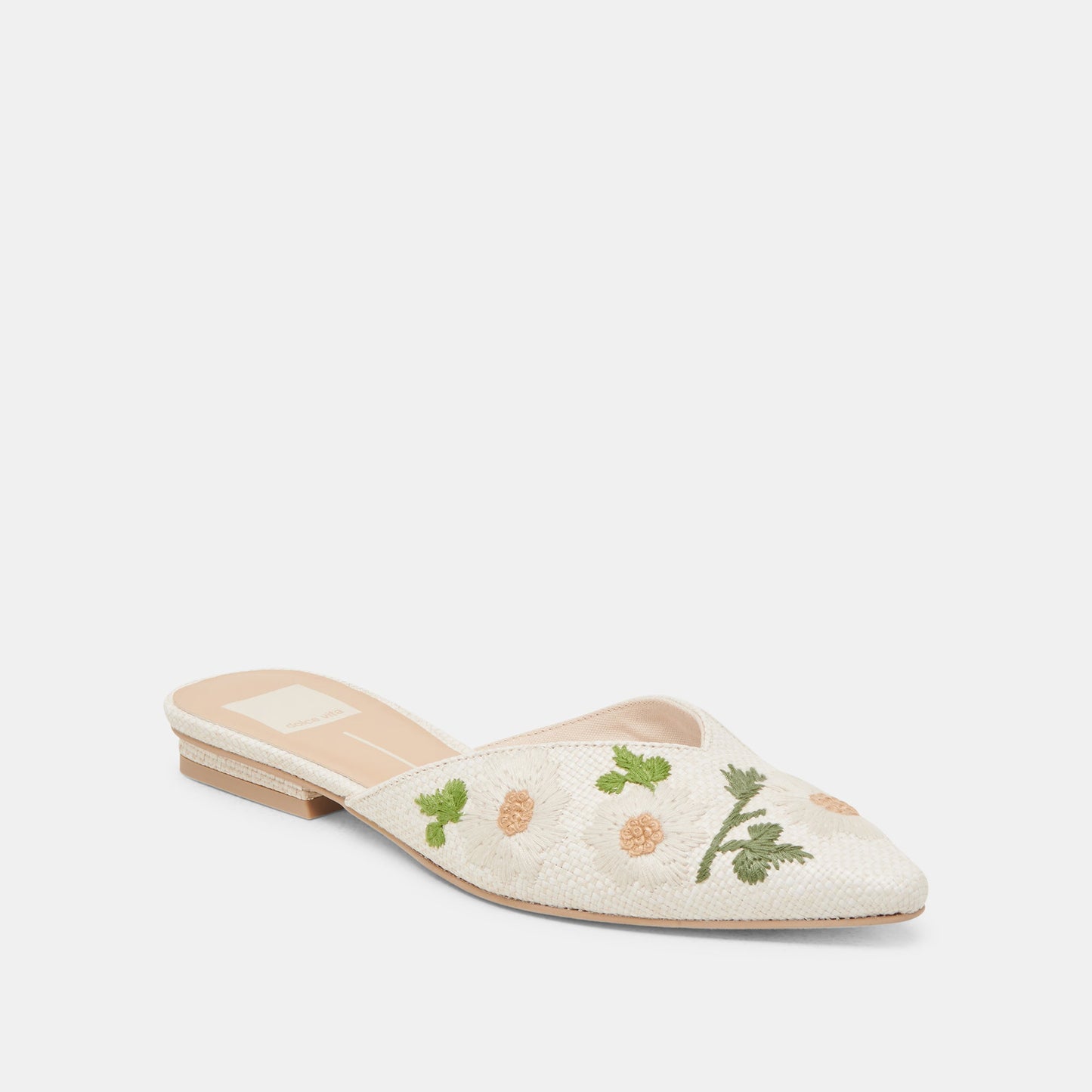 ELM FLATS WHITE FLORAL RAFFIA - Dolce Vita