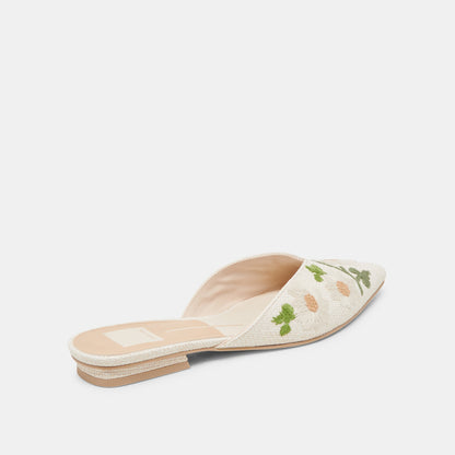 ELM FLATS WHITE FLORAL RAFFIA - Dolce Vita