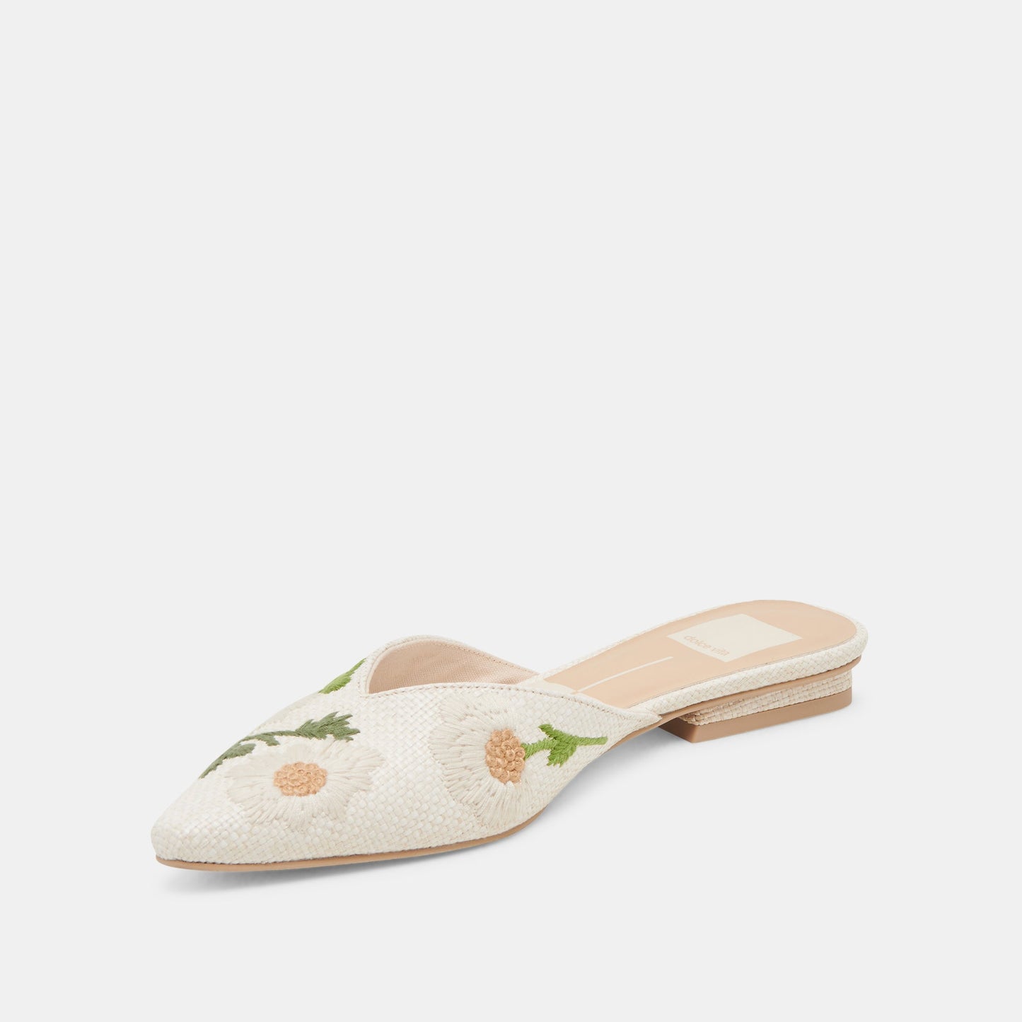 ELM FLATS WHITE FLORAL RAFFIA - Dolce Vita