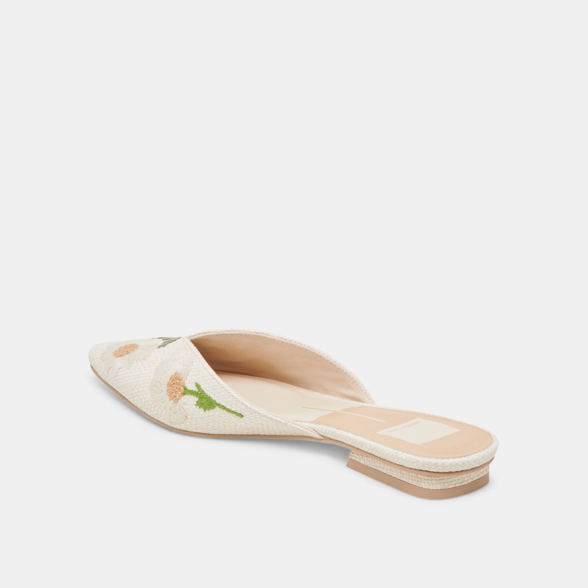 ELM FLATS WHITE FLORAL RAFFIA - Dolce Vita