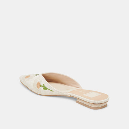ELM FLATS WHITE FLORAL RAFFIA - Dolce Vita